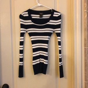 Macys Long Sleeve Navy and White Striped Top XS